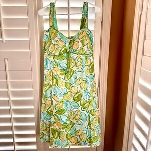 Madison Leigh Floral Sundress Size 14‎ Green Blue Yellow Cotton Lined Summer